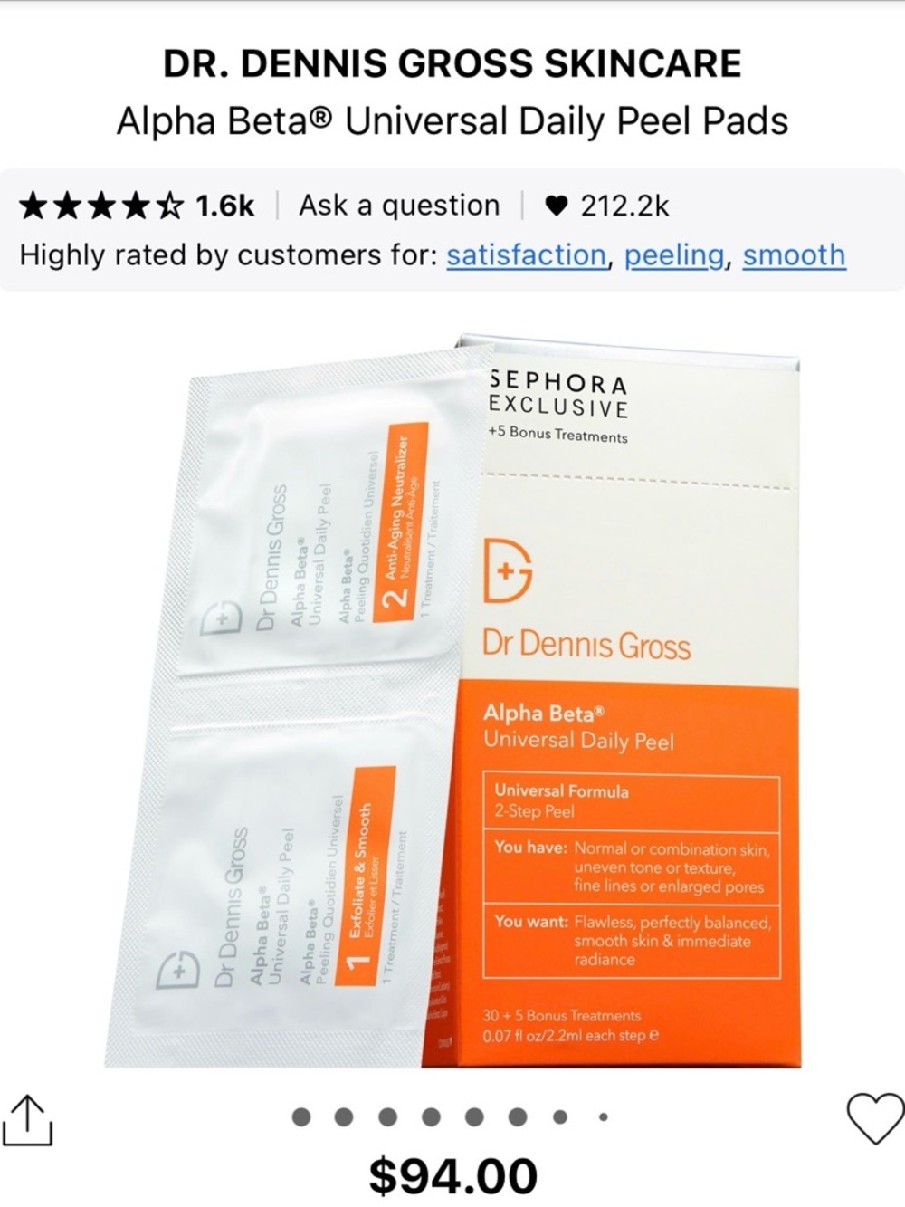 Dr Dennis Gross Alpha Beta Peeling Quotiden Formule Intense